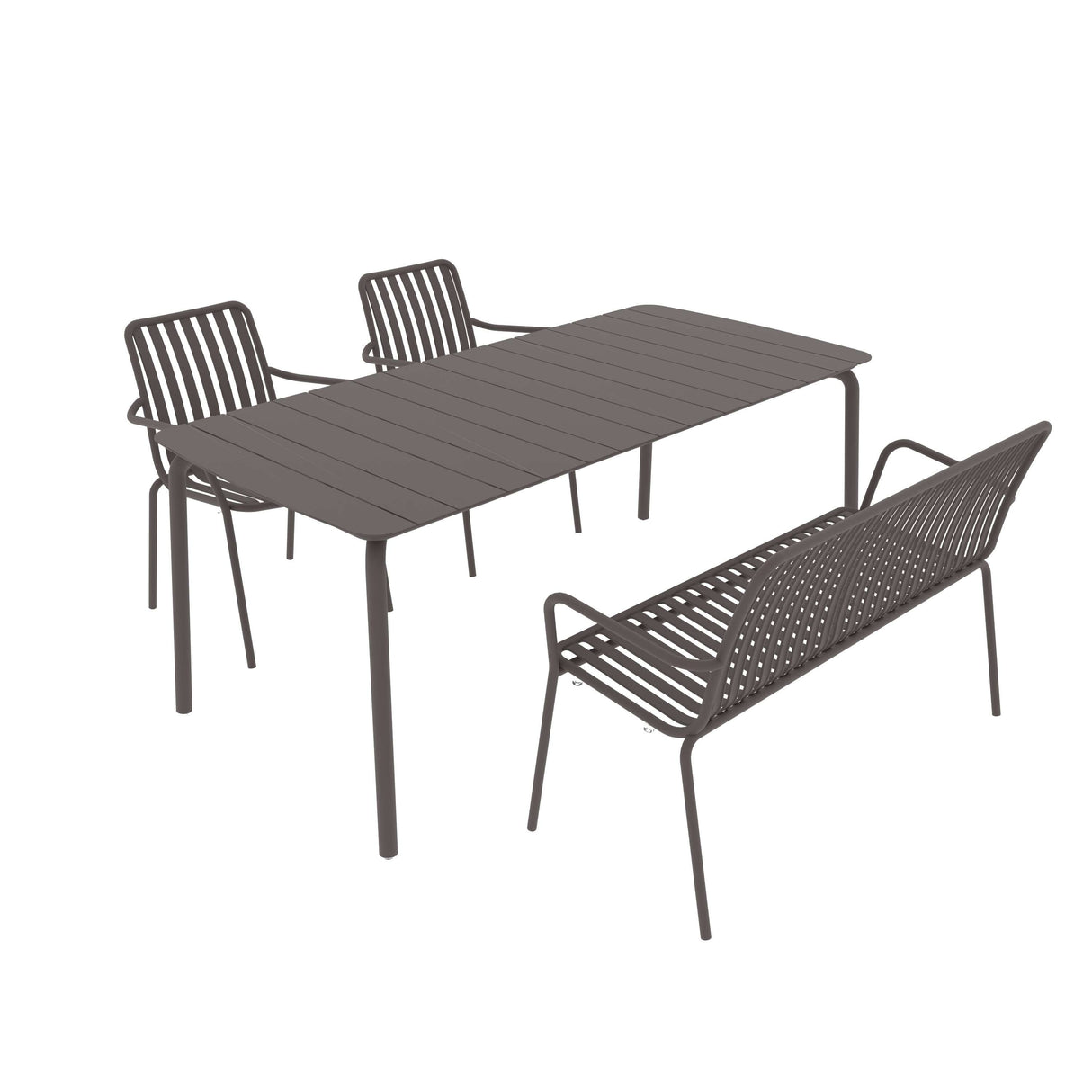 Breeze Rectangular Slatted Table with Armchair and Bench Set