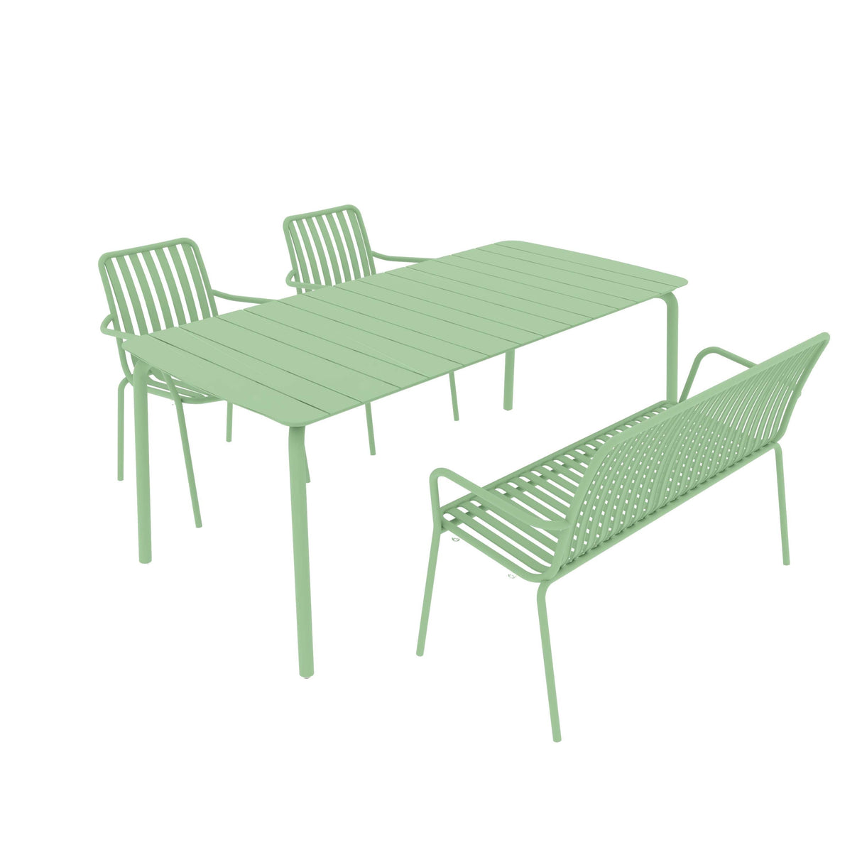 Breeze Rectangular Slatted Table with Armchair and Bench Set
