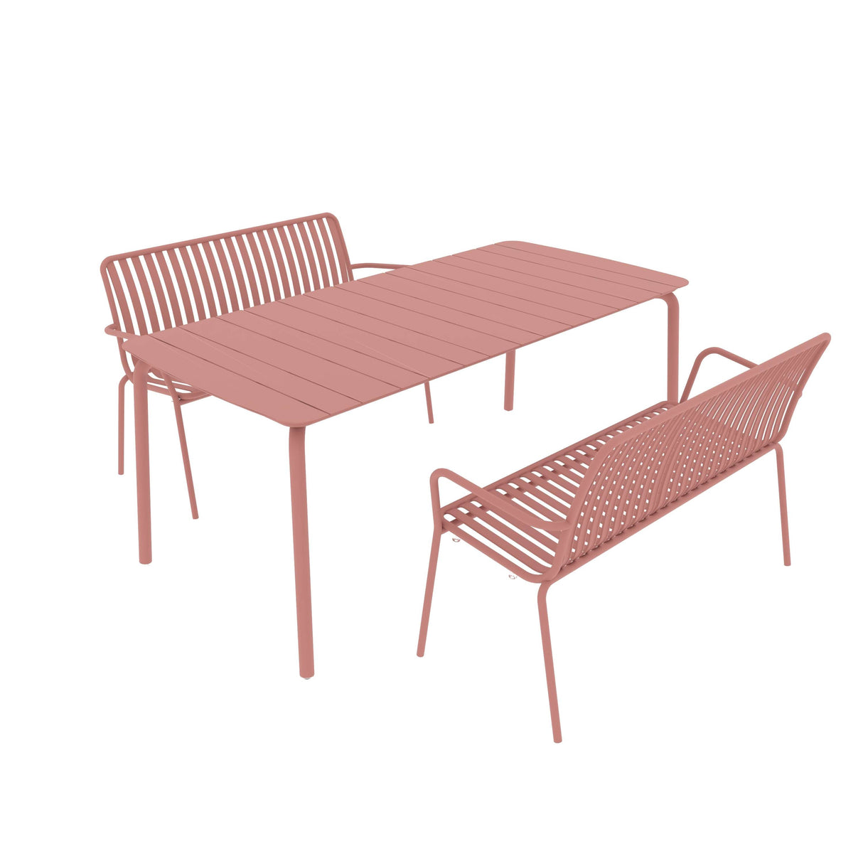 Breeze Rectangular Slatted Table and Bench Set
