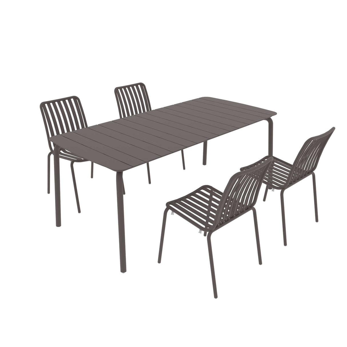 Breeze Rectangular Slatted Table and Side Chair Set