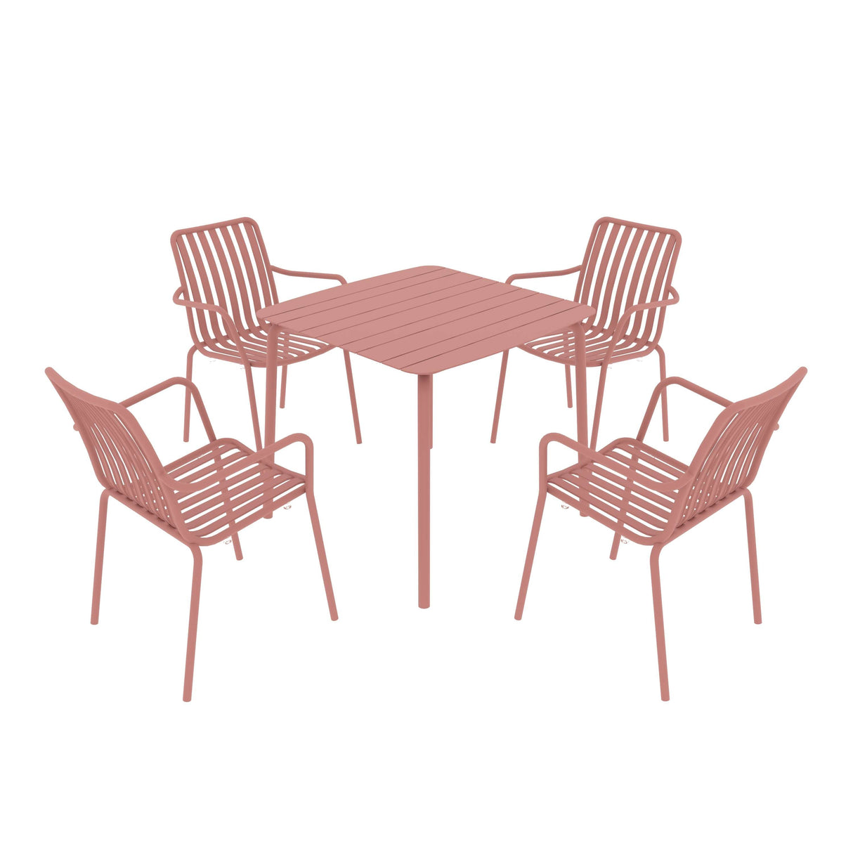 Breeze Square Slatted Table and Armchair Set