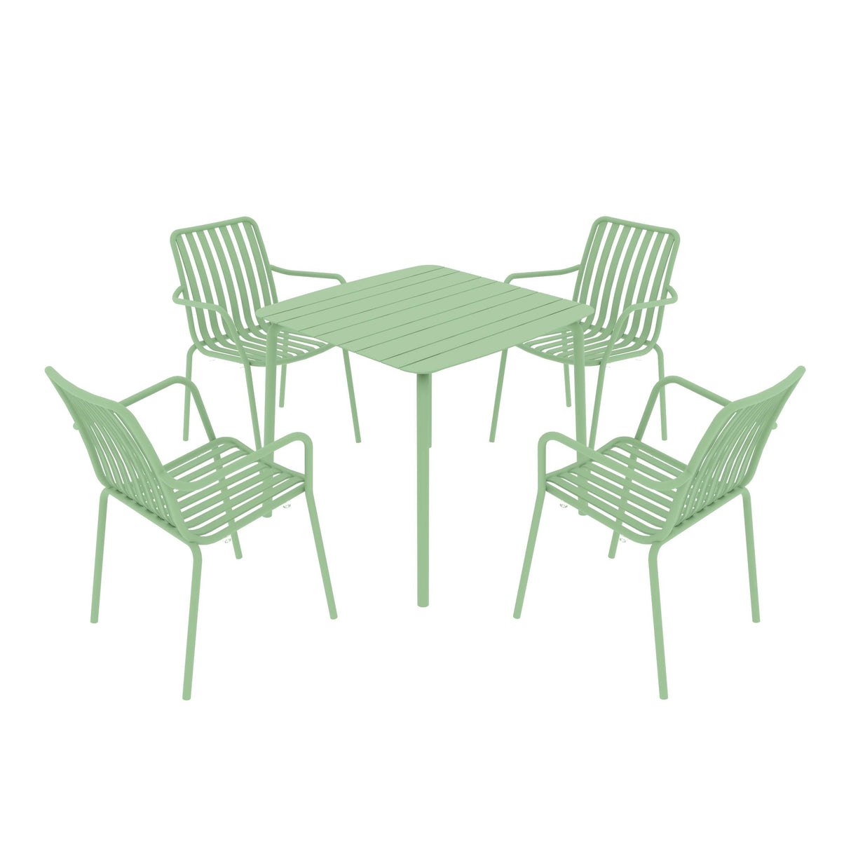 Breeze Square Slatted Table and Armchair Set