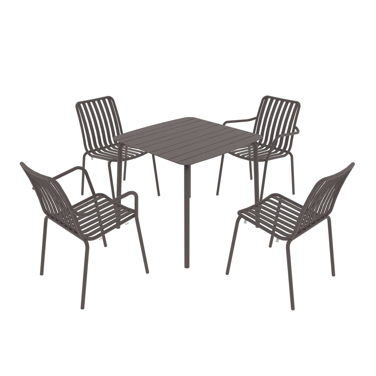 Breeze Square Slatted Table with Armchair and Side Chair Set