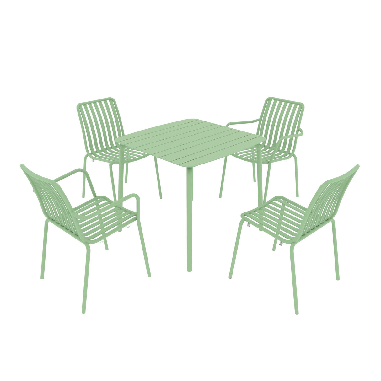 Breeze Square Slatted Table with Armchair and Side Chair Set