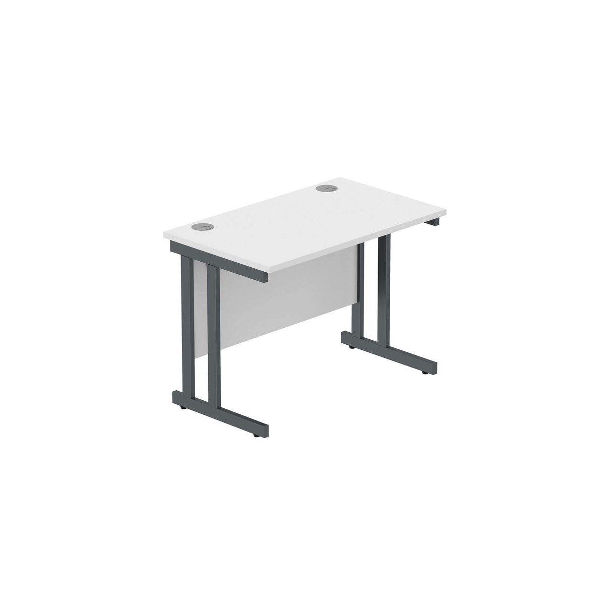 Office Rectangular Desk with Steel Double Upright Cantilever Frame | 1000X600 | Arctic White/Graphite