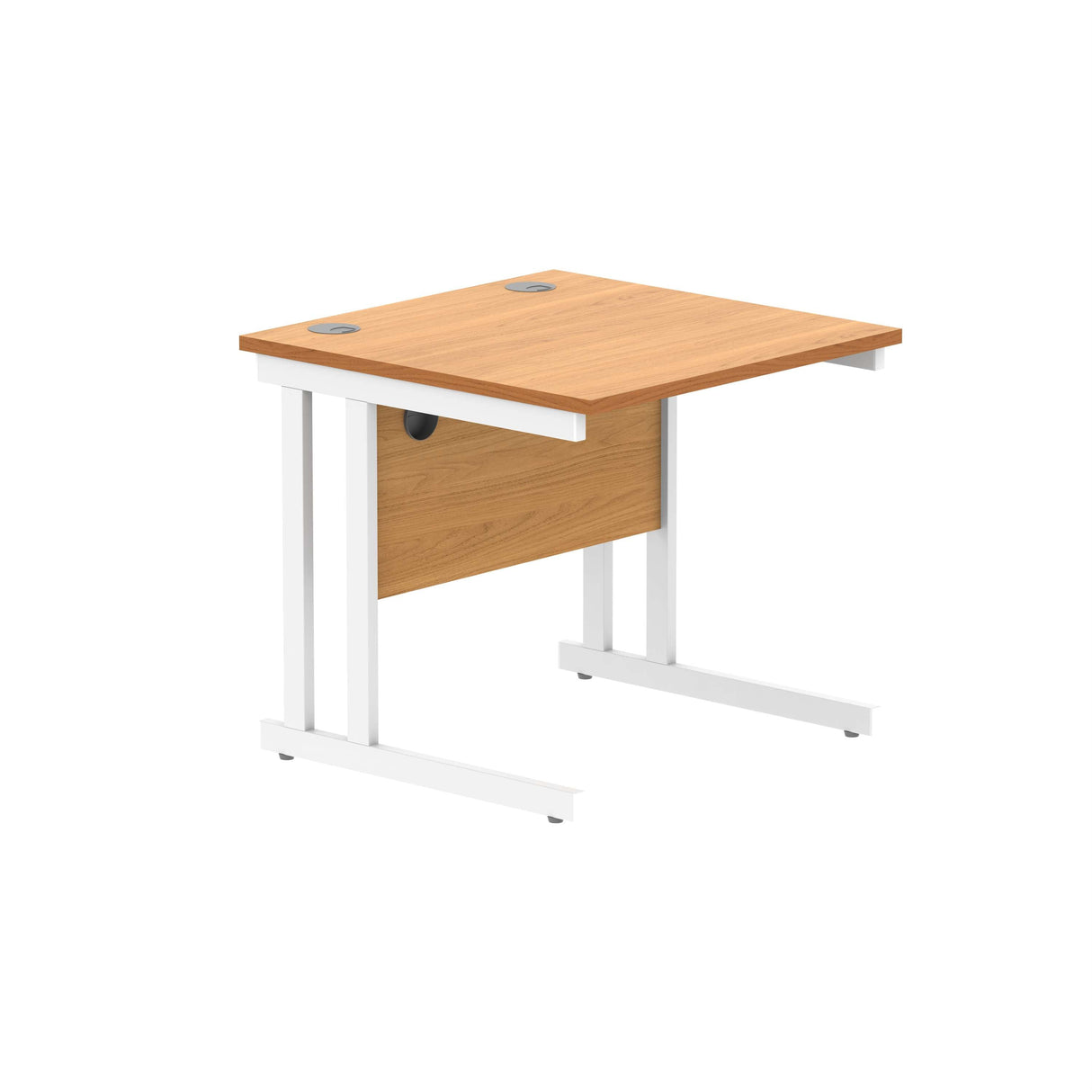Office Rectangular Desk with Steel Double Upright Cantilever Frame | 1000X800 | Norwegian Beech/White