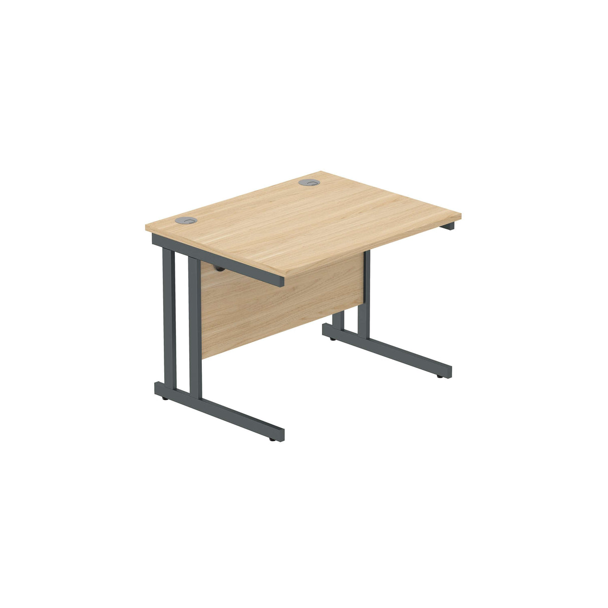 Office Rectangular Desk with Steel Double Upright Cantilever Frame | 1000X800 | Canadian Oak/Graphite