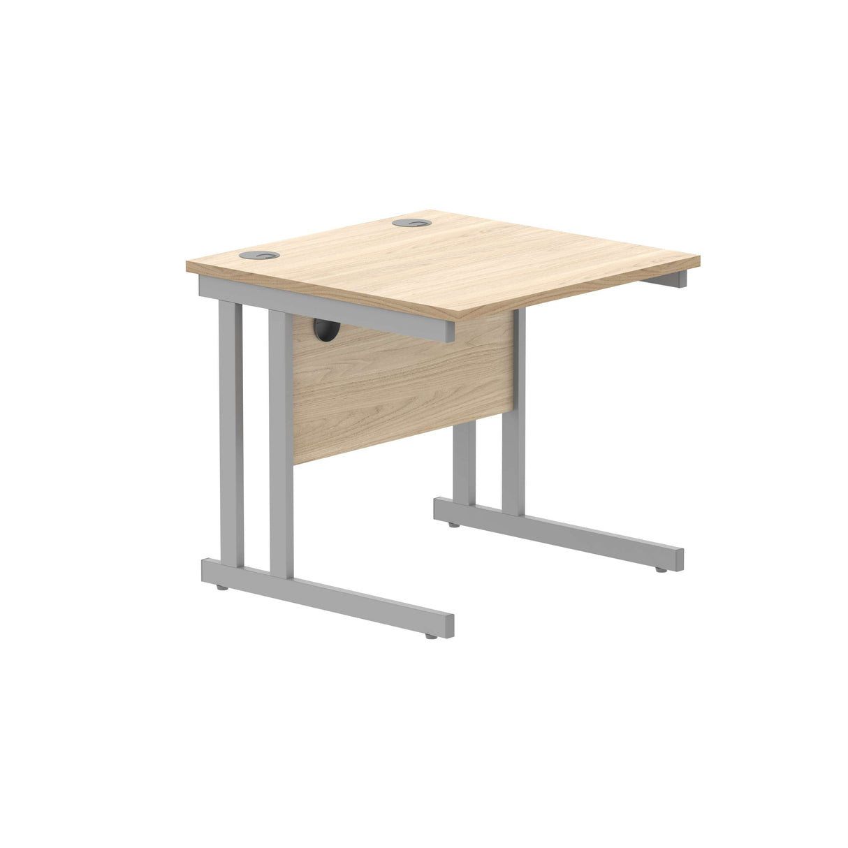 Office Rectangular Desk with Steel Double Upright Cantilever Frame | 1000X800 | Canadian Oak/Silver