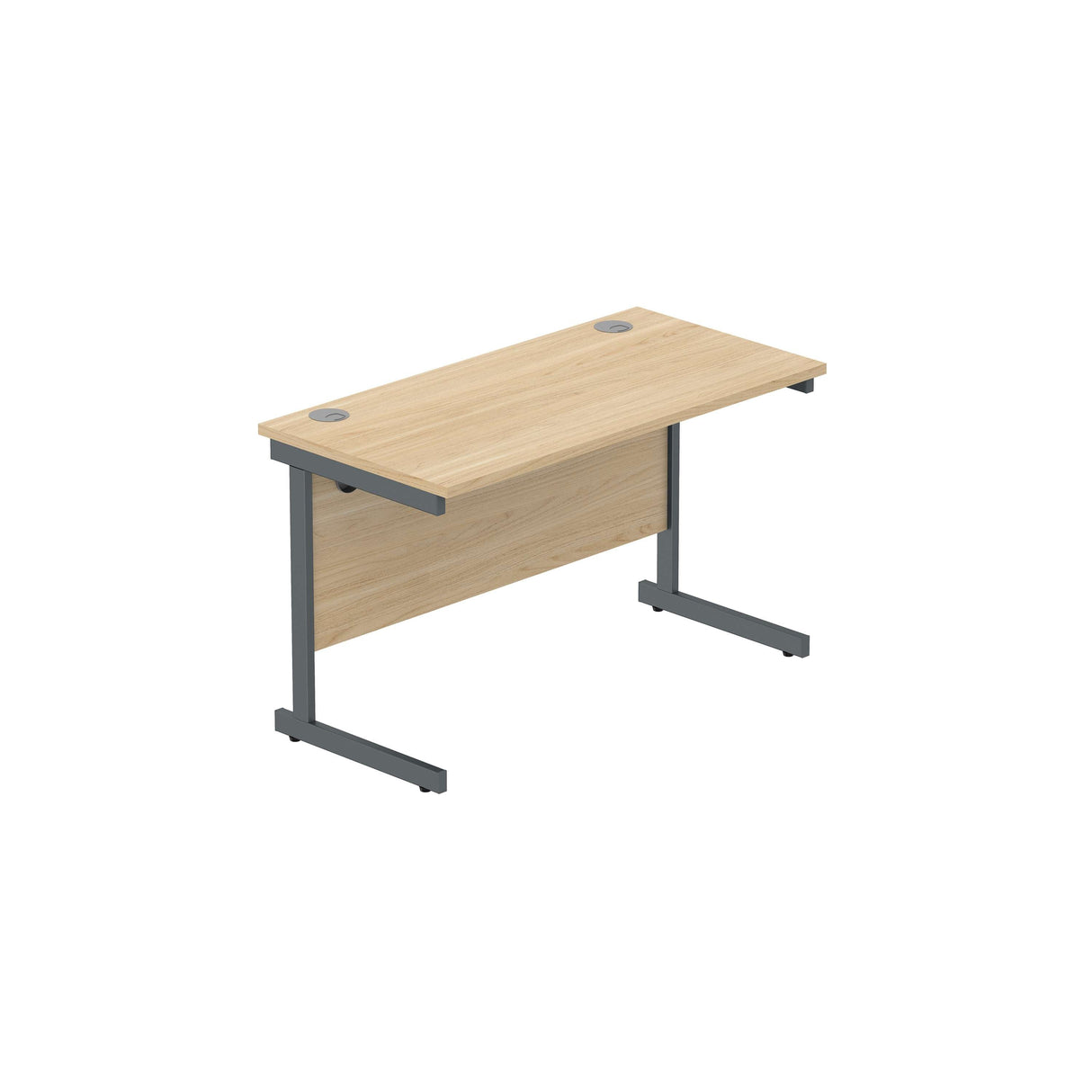 Office Rectangular Desk with Steel Single Upright Cantilever Frame | 1200X600 | Canadian Oak/Graphite