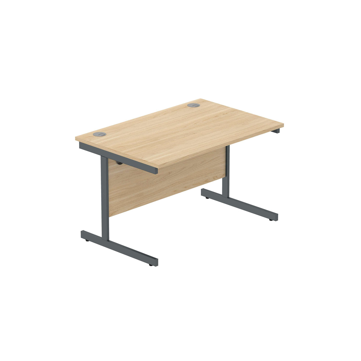 Office Rectangular Desk with Steel Single Upright Cantilever Frame | 1200X800 | Canadian Oak/Graphite