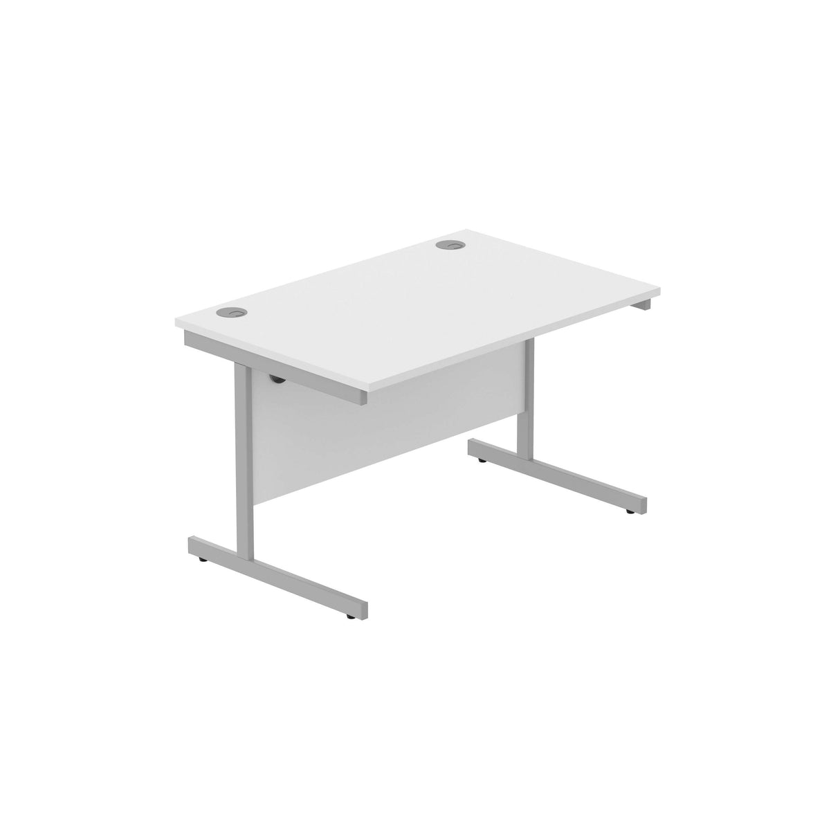 Office Rectangular Desk with Steel Single Upright Cantilever Frame | 1200X800 | Arctic White/Silver