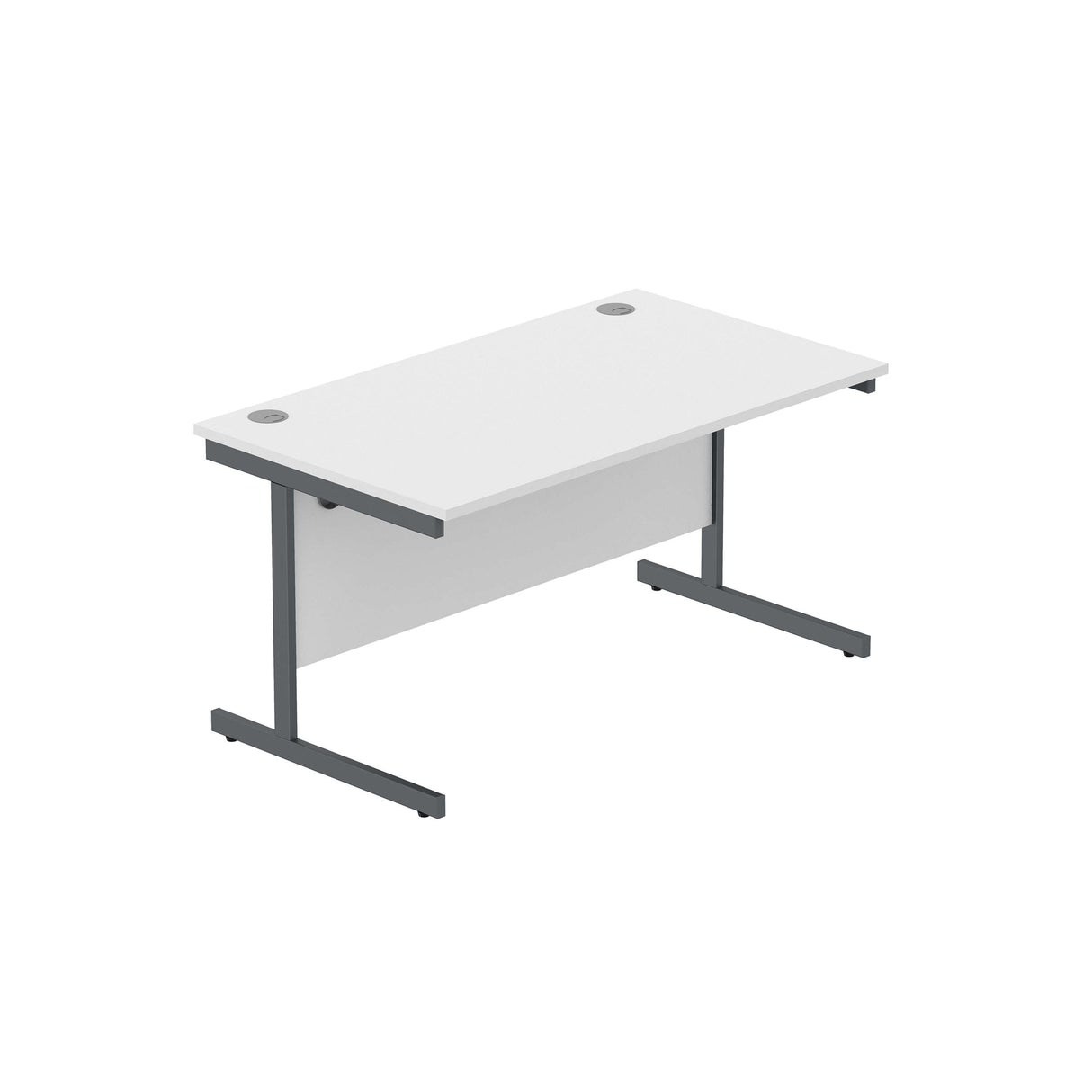 Office Rectangular Desk with Steel Single Upright Cantilever Frame | 1400X800 | Arctic White/Graphite