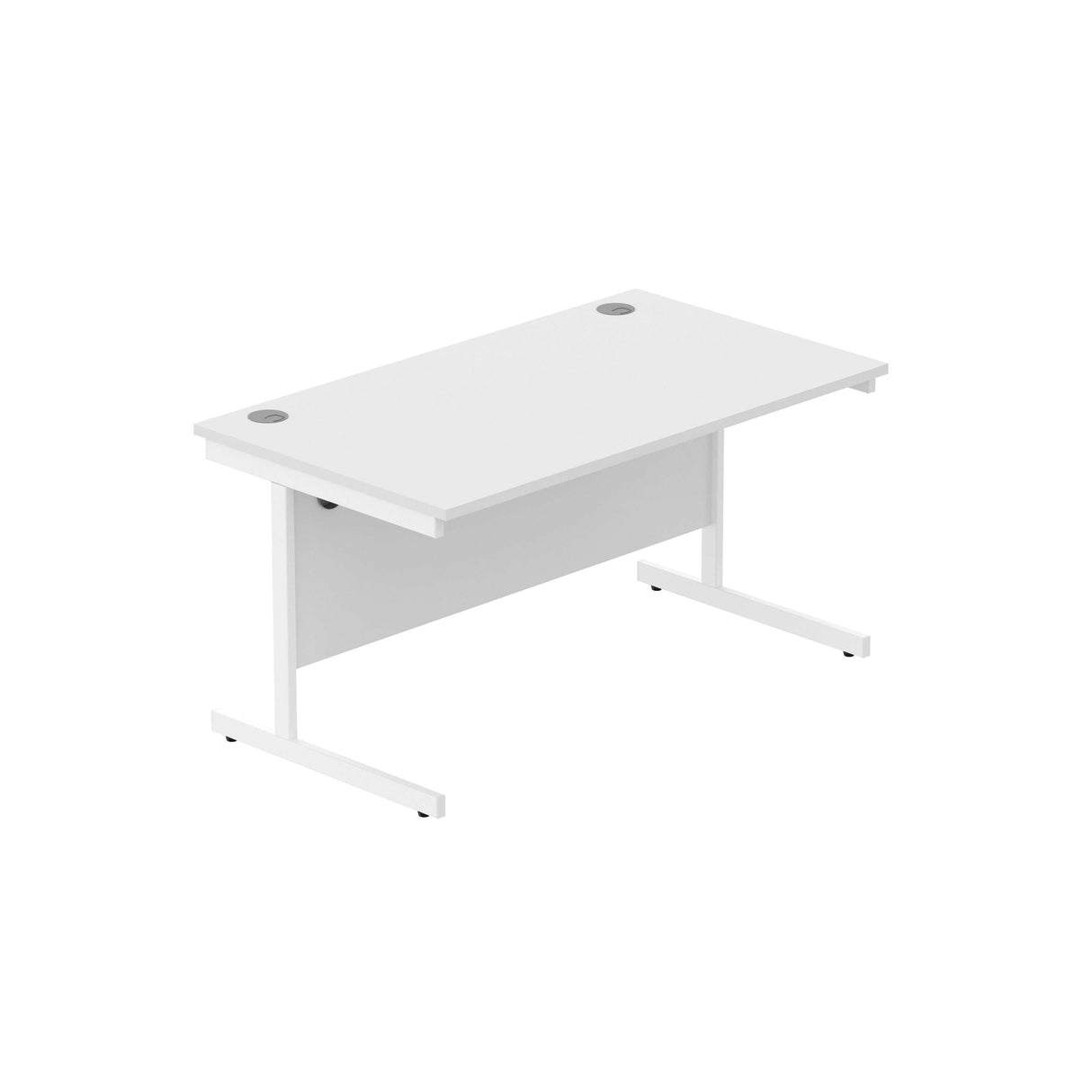 Office Rectangular Desk with Steel Single Upright Cantilever Frame | 1400X800 | Arctic White/White