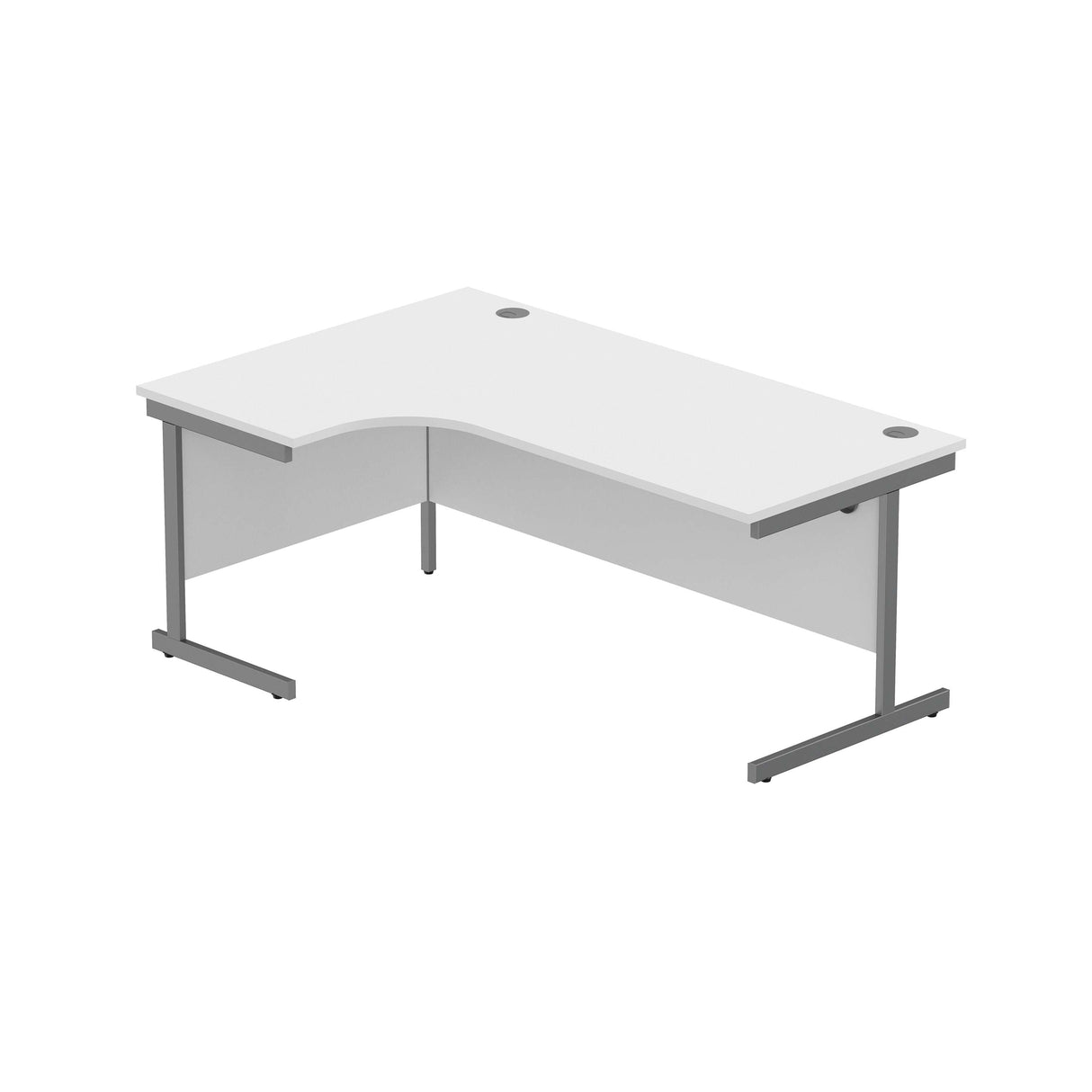 Office Left Hand Corner Desk with Steel Single Upright Cantilever Frame | 1800X1200 | Arctic White/Graphite