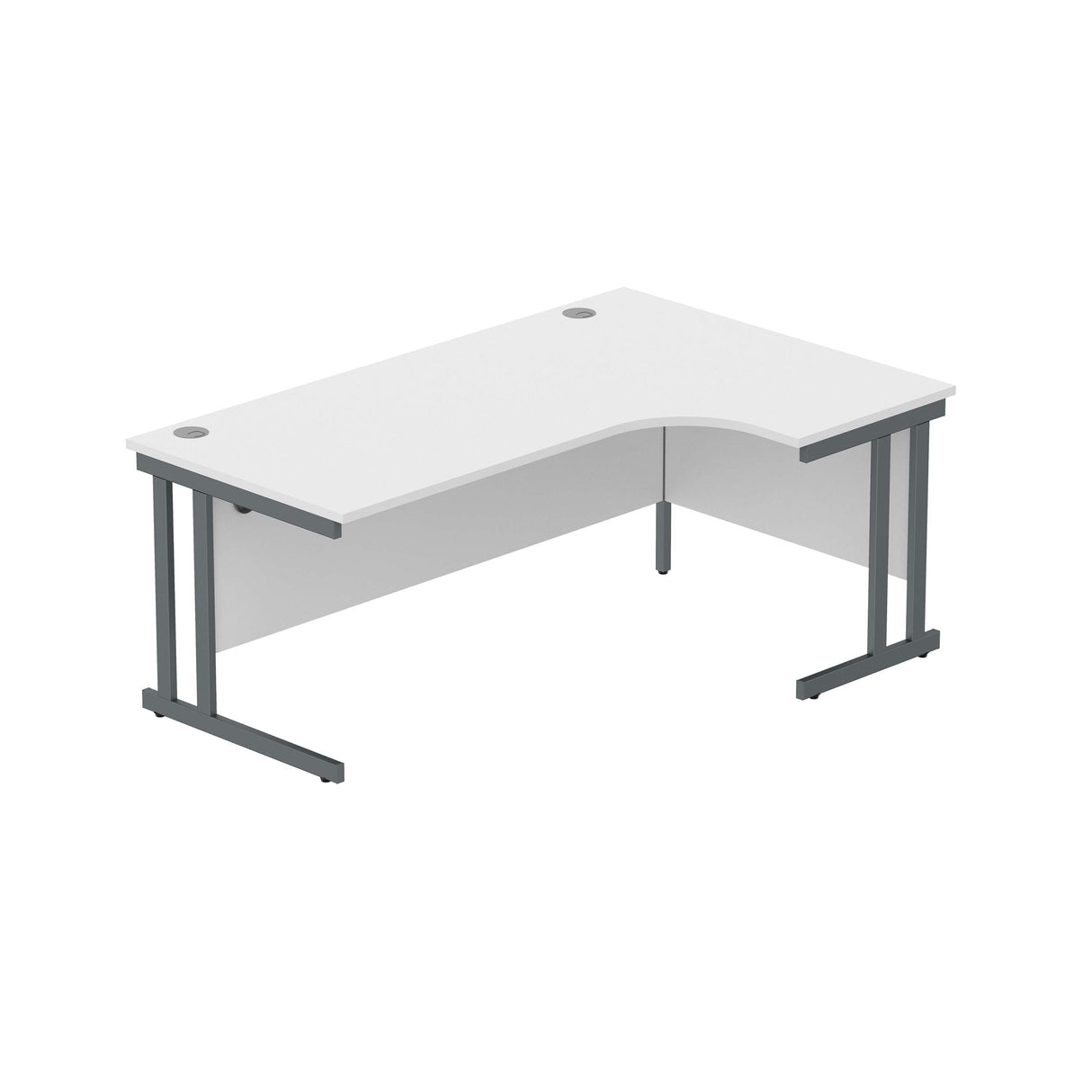 Office Right Hand Corner Desk with Steel Double Upright Cantilever Frame | 1800X1200 | White/Graphite