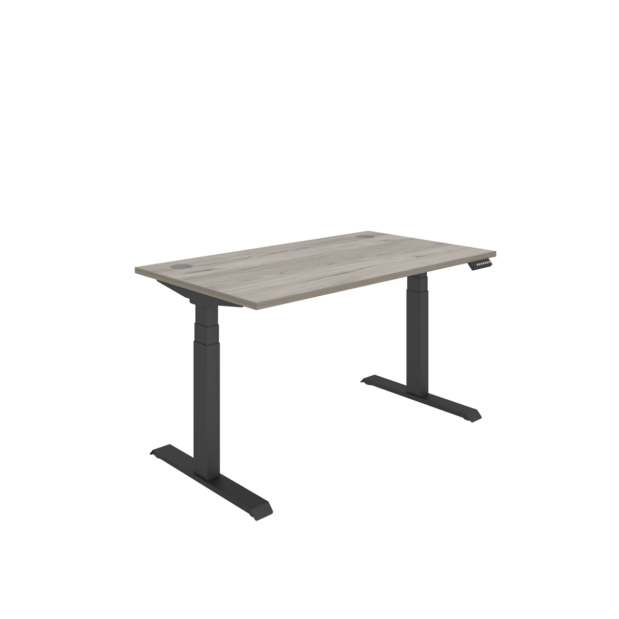 Office Rectangular Dual Motor Sit Stand Desk | 1400X800 | Grey Oak/Black