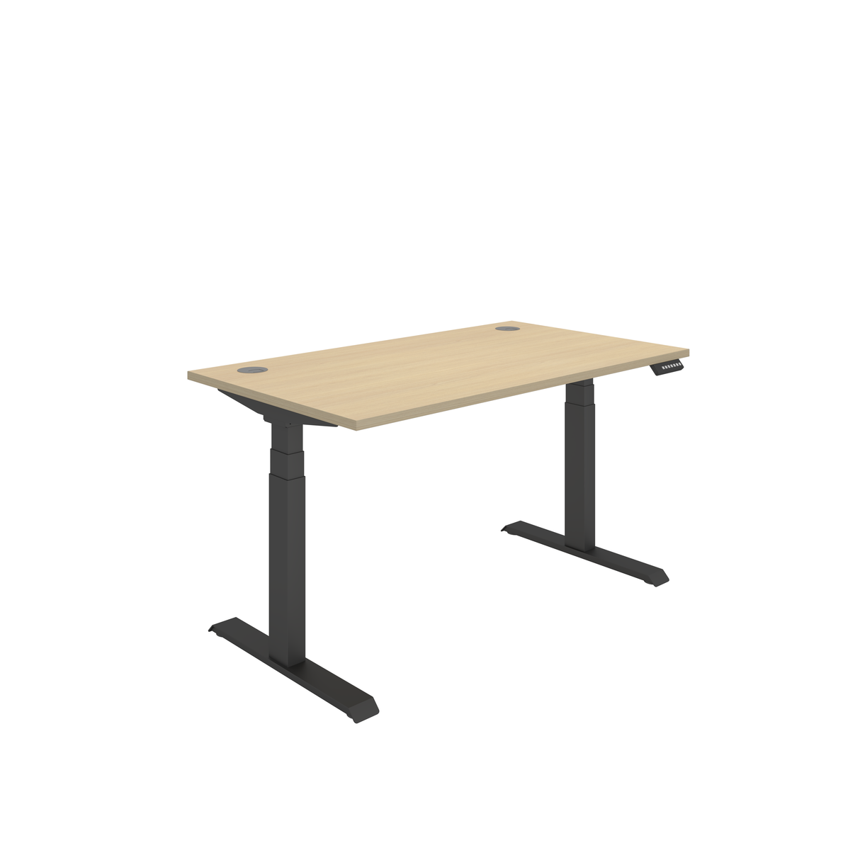 Office Rectangular Dual Motor Sit Stand Desk | 1400X800 | Oak/Black