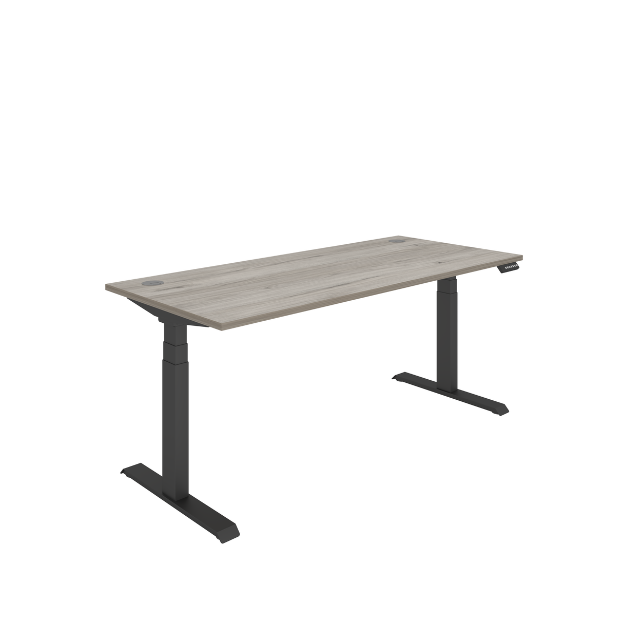 Office Rectangular Dual Motor Sit Stand Desk | 1800X800 | Grey Oak/Black