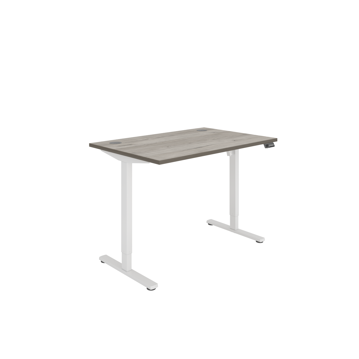 Office Rectangular Single Motor Sit Stand Desk | 1200X800 | Grey Oak/White