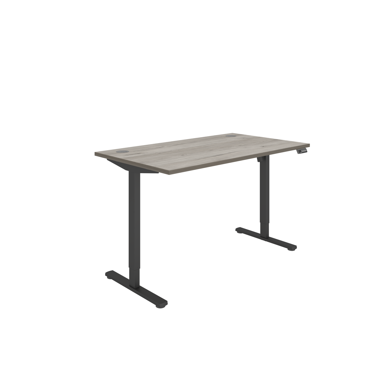 Office Rectangular Single Motor Sit Stand Desk | 1400X800 | Grey Oak/Black