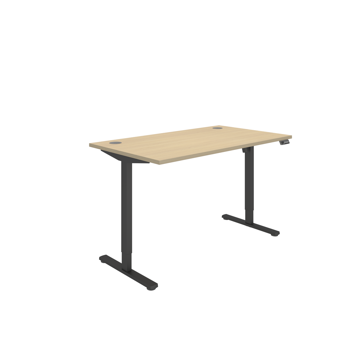 Office Rectangular Single Motor Sit Stand Desk | 1400X800 | Oak/Black