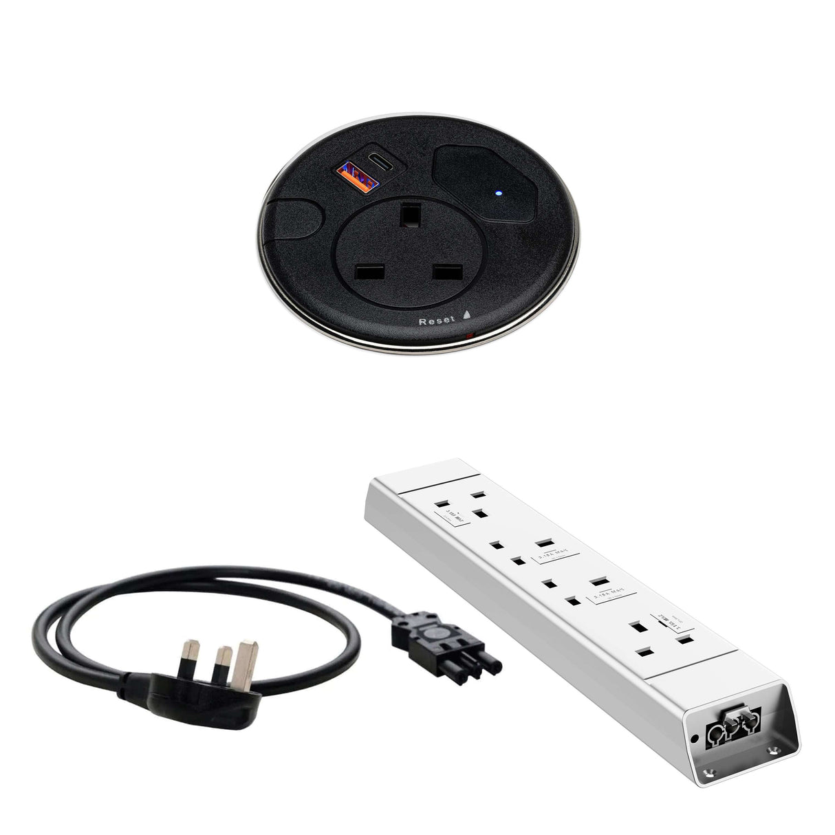 Malmo In Desk Grommet Power Bundle Black