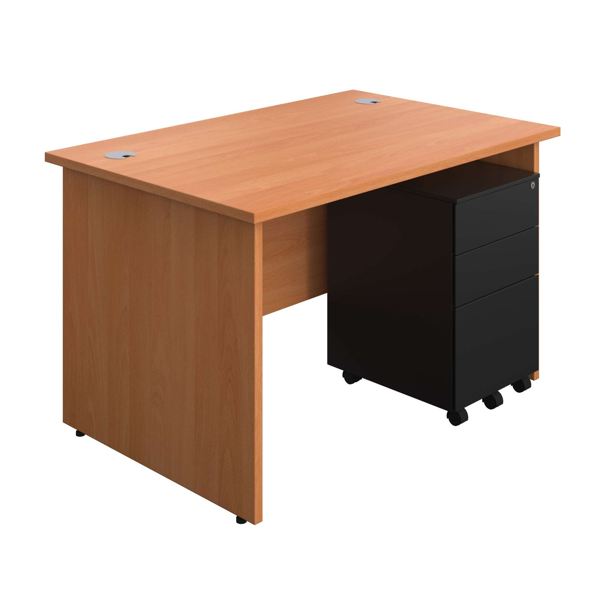 Panel Rectangular Desk + 3 Drawer Steel Pedestal Bundle 800 1200