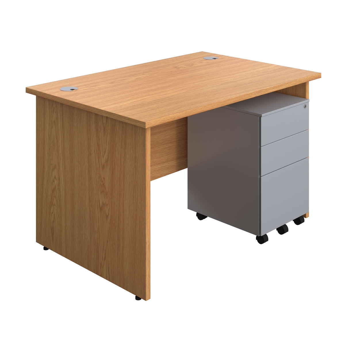 Panel Rectangular Desk + 3 Drawer Steel Pedestal Bundle 800 1200