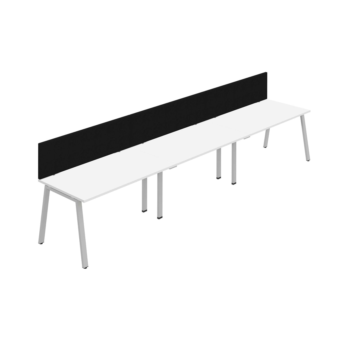 Synergy 3SP Bench Desk|1600X800mm|A-Frame|White/Silver|Black Screen