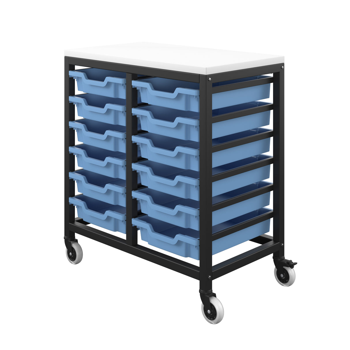 Titan 3 Draw Deep F2 Tray Unlimited Mobile Storage Unit Black Frame White Top