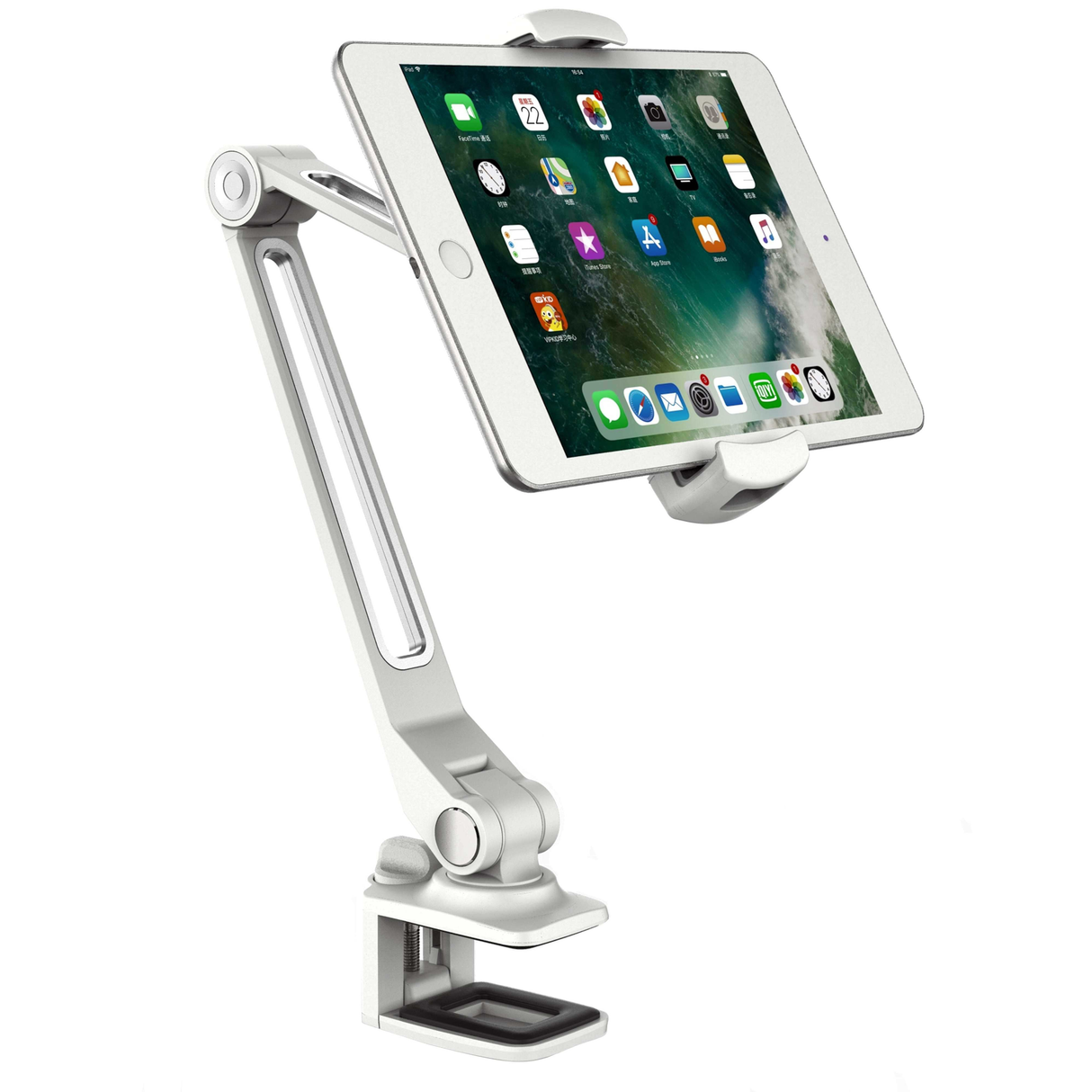 Smartphone Tablet & Holder White Desktop Clamp