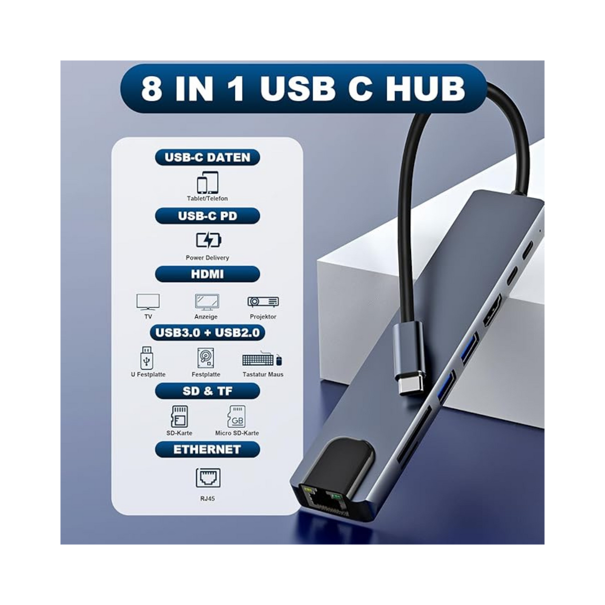 USB C 8 in 1 Concentrator