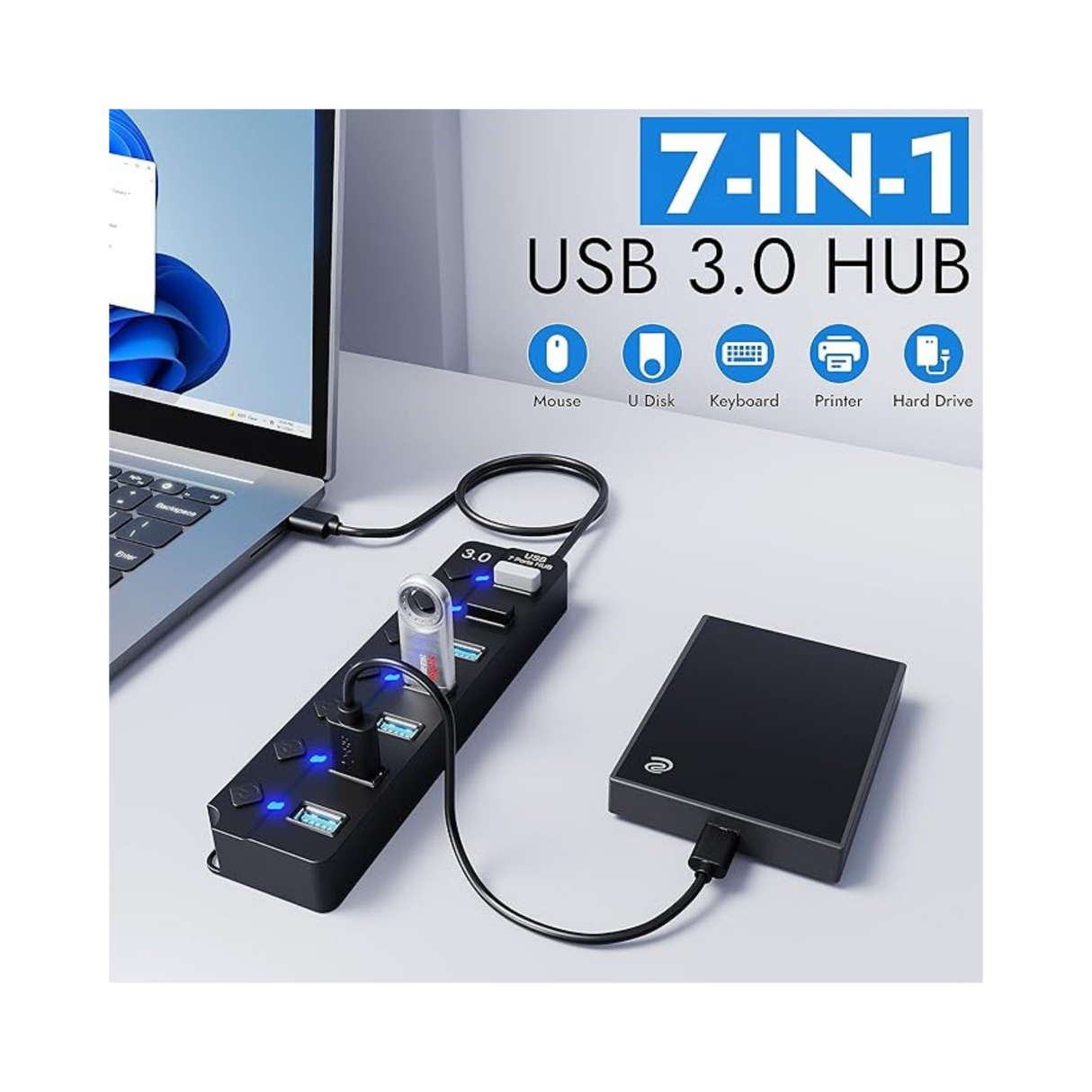 7 port Hub (7 x USB3)