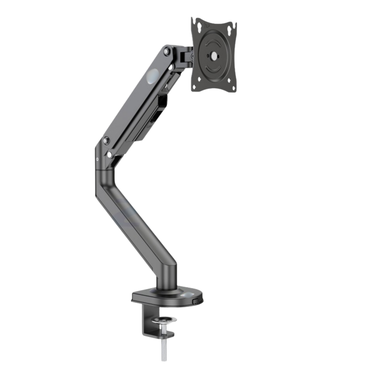 Single Gas Spring Monitor Arm Desk Mount (17"-32" Screens, 2-9kg Load, VESA 75/100)