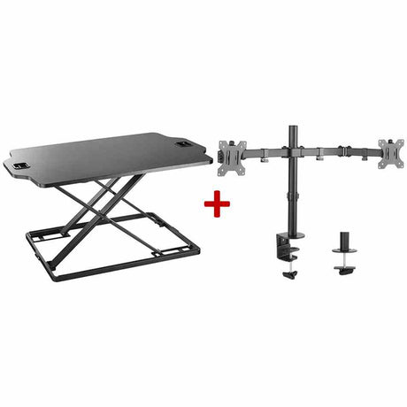 Sit-Stand Laptop Workstation Plus Twin Monitor Arm