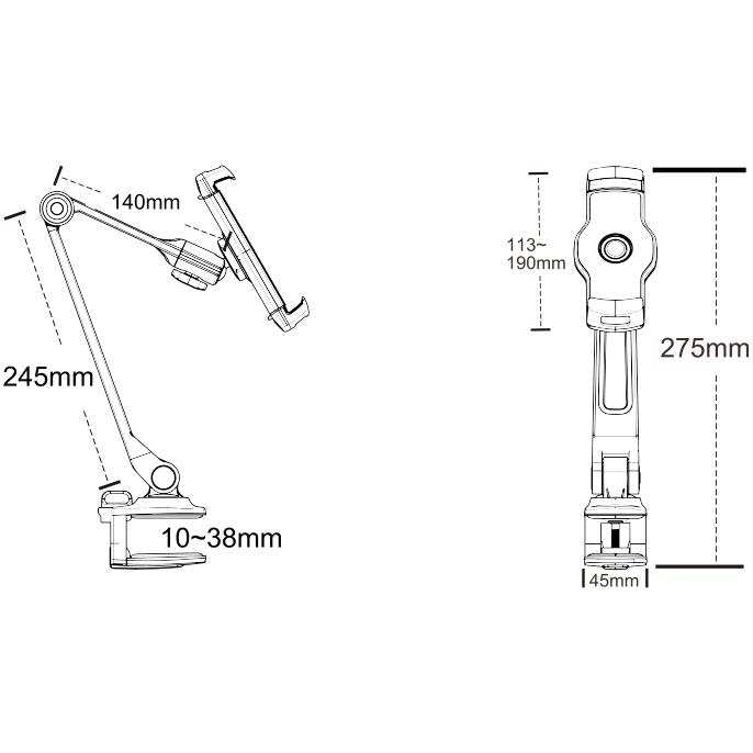 Smartphone Tablet & Holder White Desktop Clamp