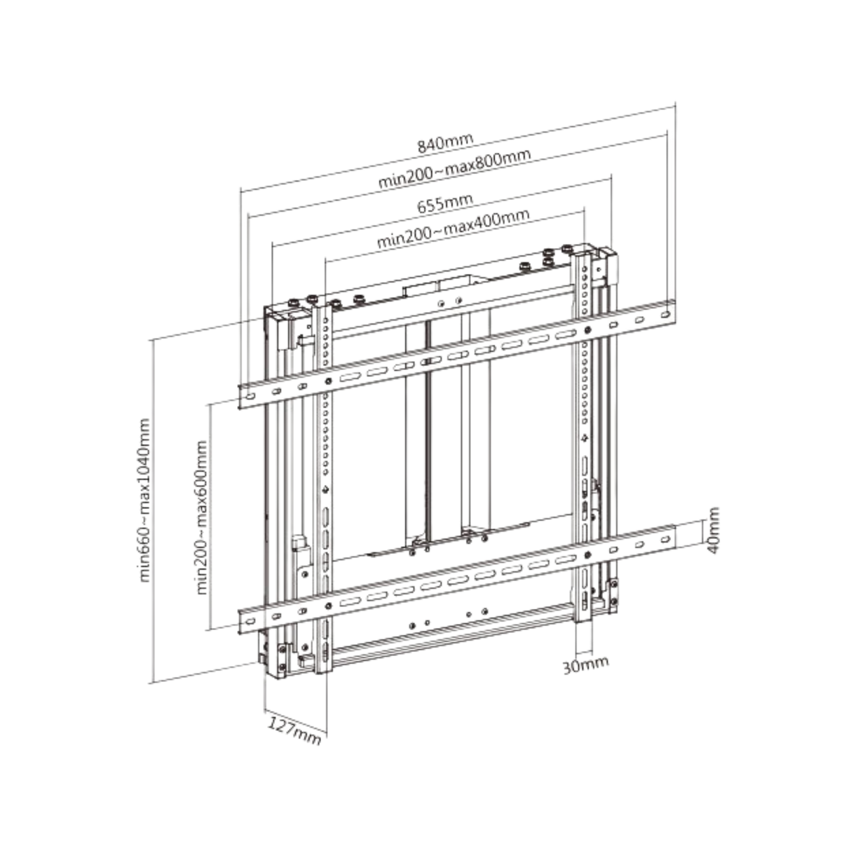 Height-Adjustable Wall Mount for Displays from 50" to 65" & 60kg