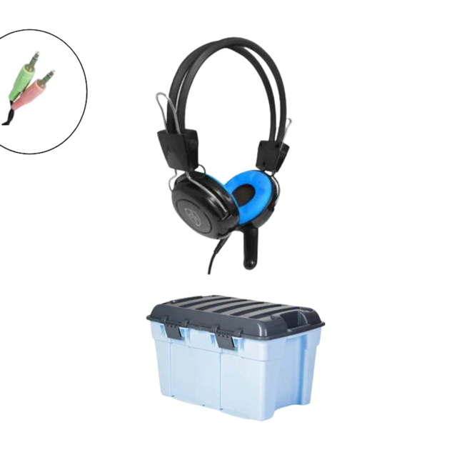 Classroom Headphone Set (32 Robust Headphone MK1 fixed 2x 3.5mm S10015)