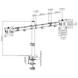 Double Joint Articulated Twin Monitor Arm (Desk Clamp) 8 Kg 17.6 lbs