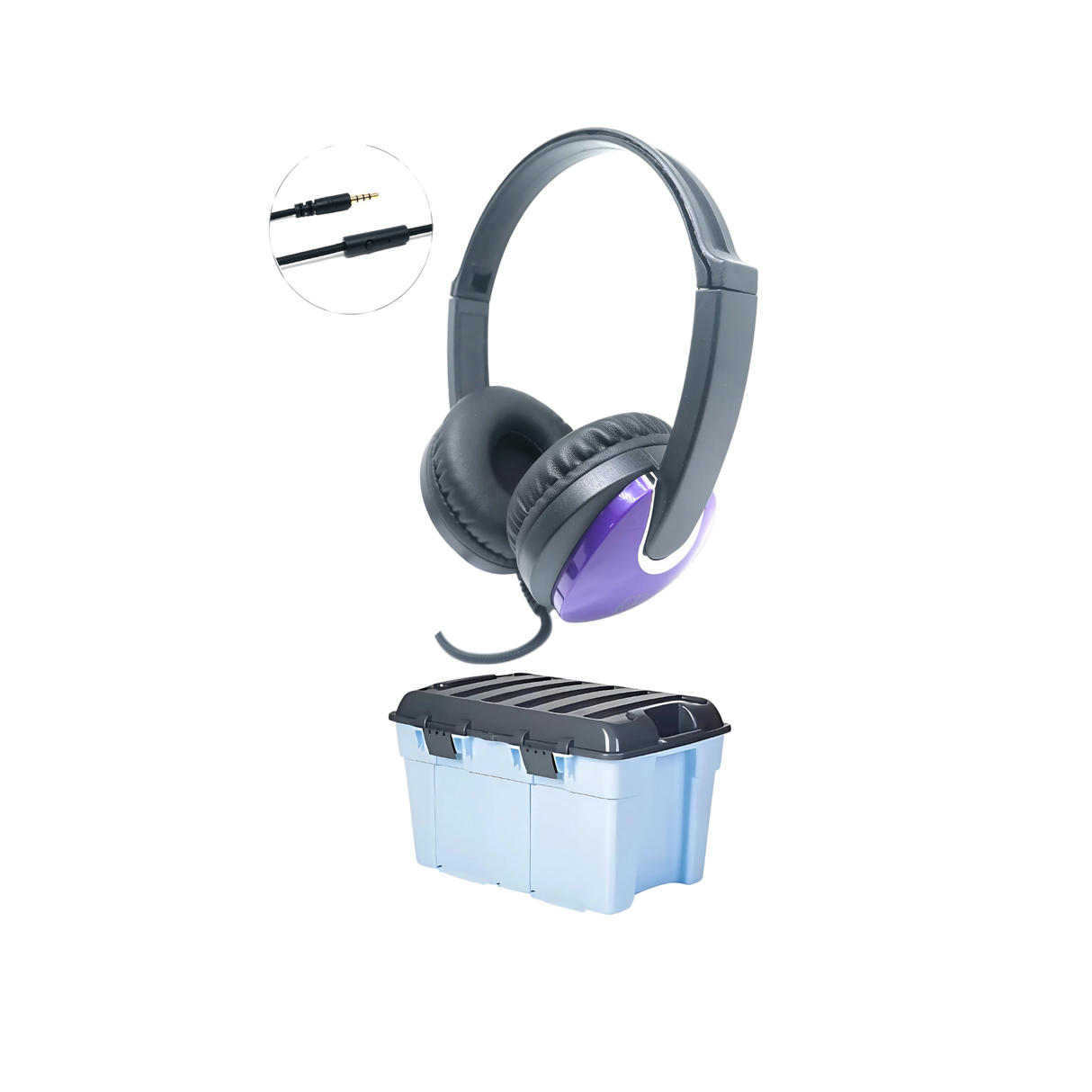 32 Classroom Set: Purple Headphone with microphone (4-Pole)