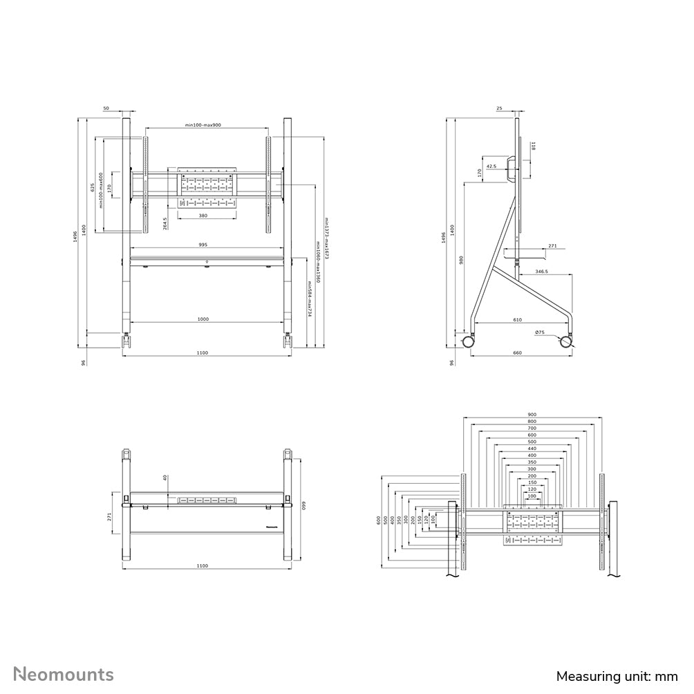 Neomounts FL50-525 MOVE Mobile Floor Stand