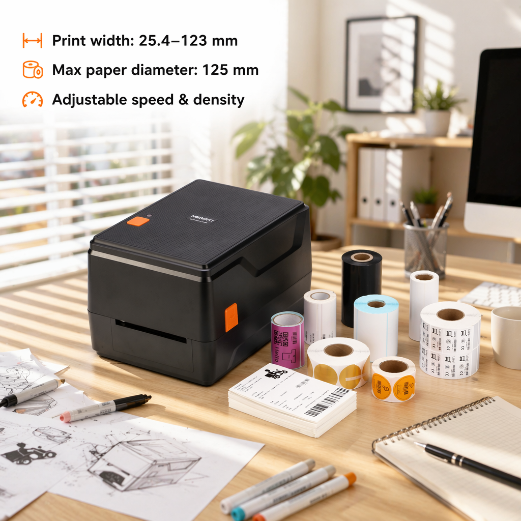 HOIN  4" Thermal Transfer Label Printer (203 dpi), USB & Bluetooth