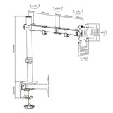 Single Monitor Arm Double Joint Articulated (Desk Clamp) Max 8Kgs 17.6 lbs