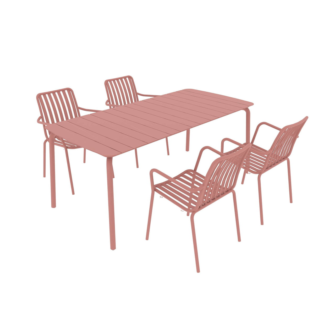 Breeze Rectangular Slatted Table and Armchair Set