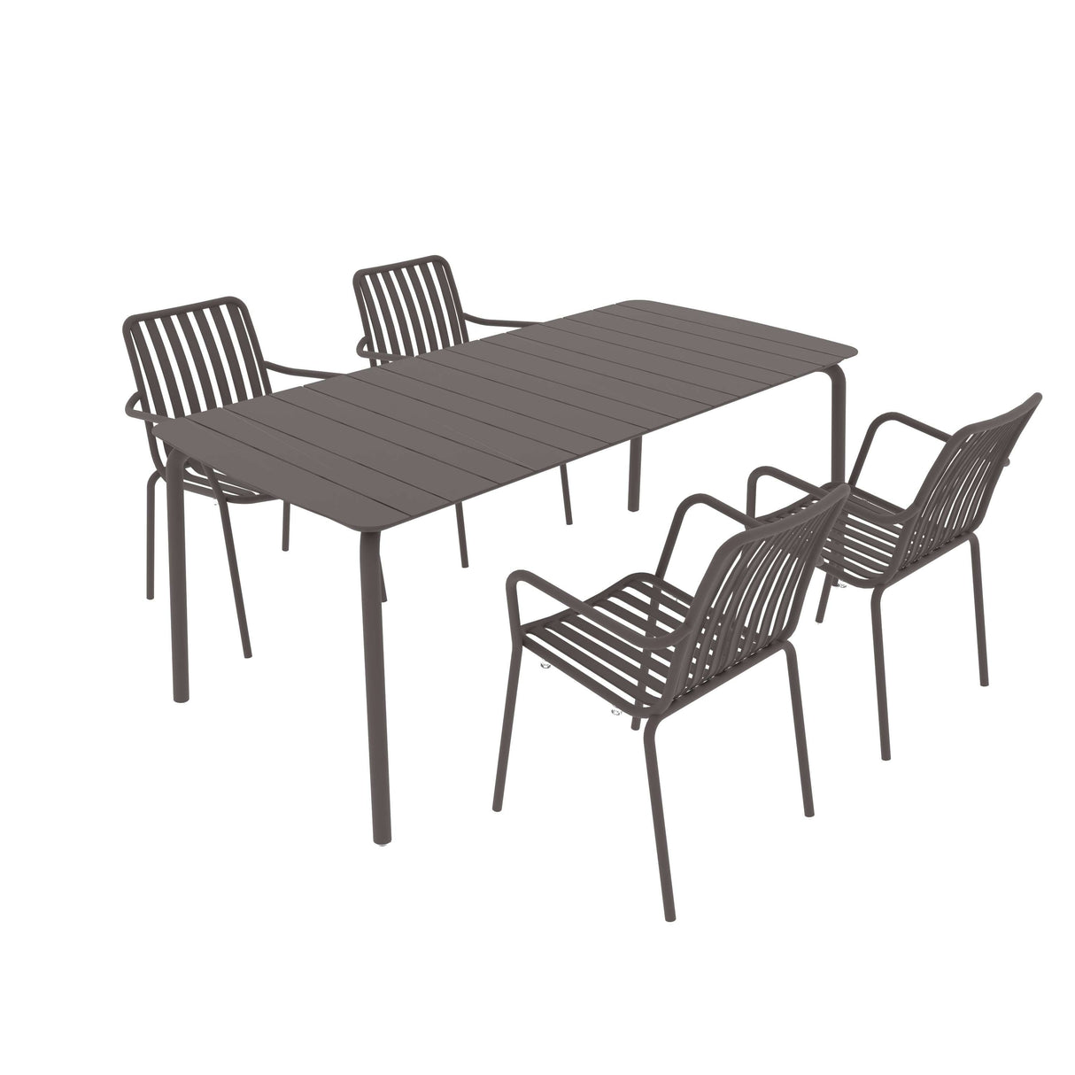 Breeze Rectangular Slatted Table and Armchair Set