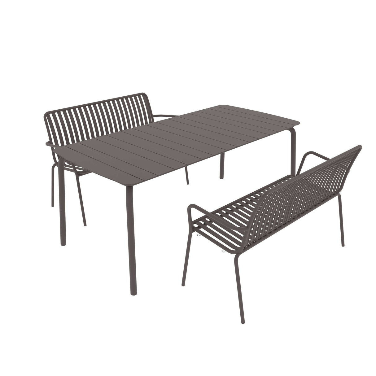 Breeze Rectangular Slatted Table and Bench Set