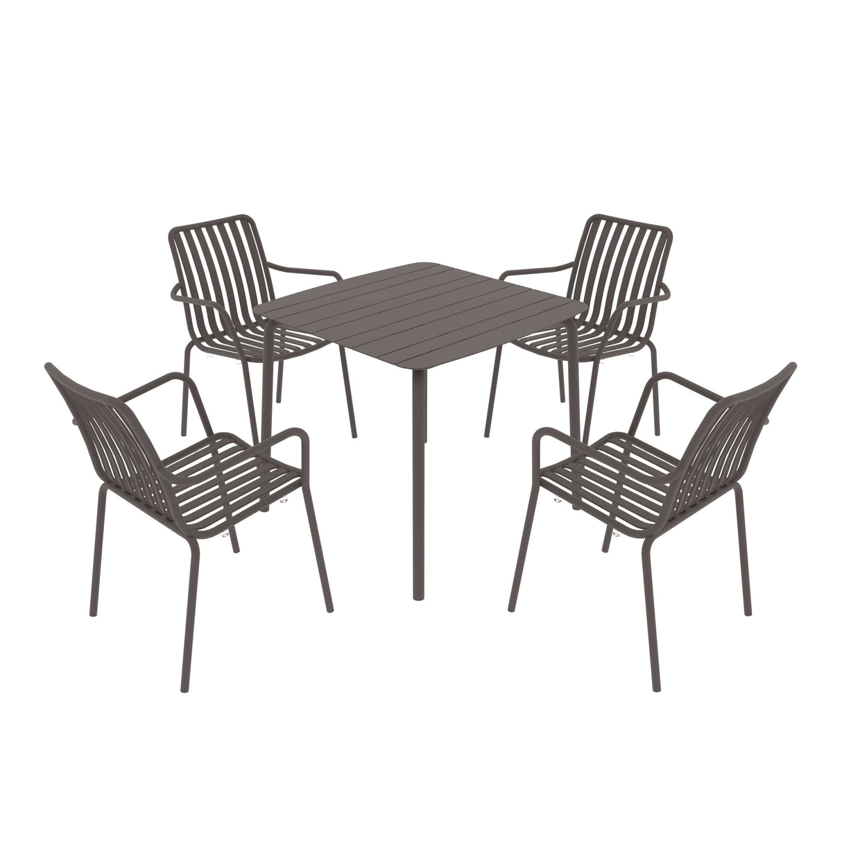 Breeze Square Slatted Table and Armchair Set