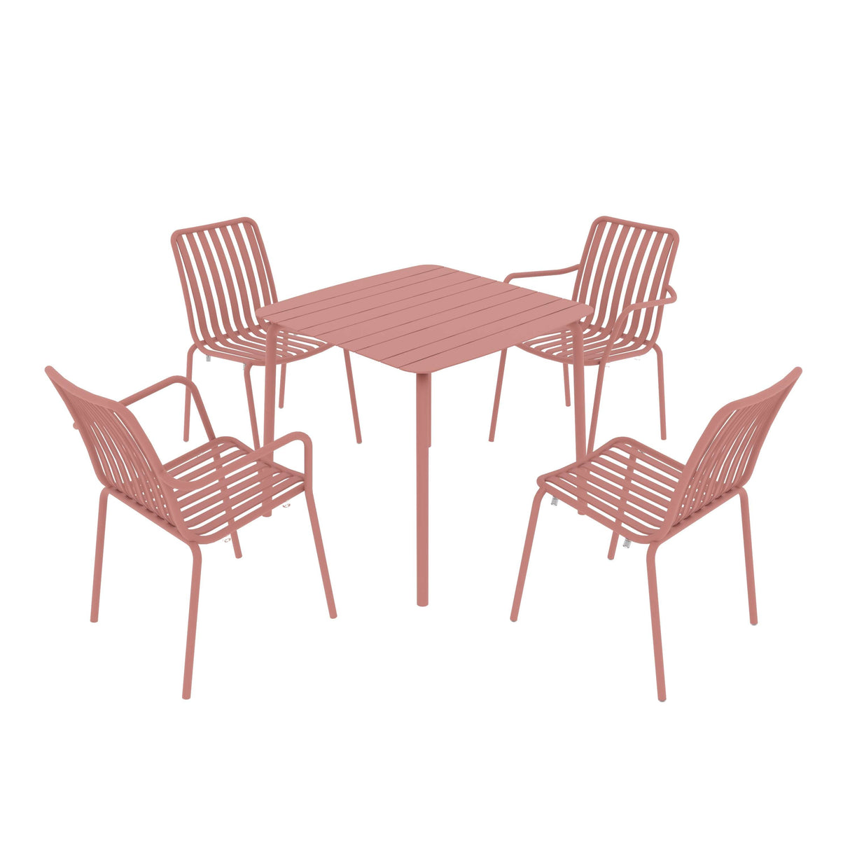 Breeze Square Slatted Table with Armchair and Side Chair Set