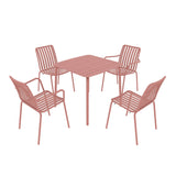 Breeze Square Slatted Table with Armchair and Side Chair Set