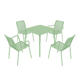 Breeze Square Slatted Table with Armchair and Side Chair Set